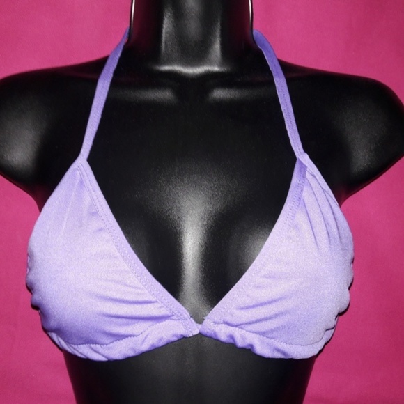 Purple Triangle Cup Side Tie Bikini Swim Suit O/S - Picture 2 of 5